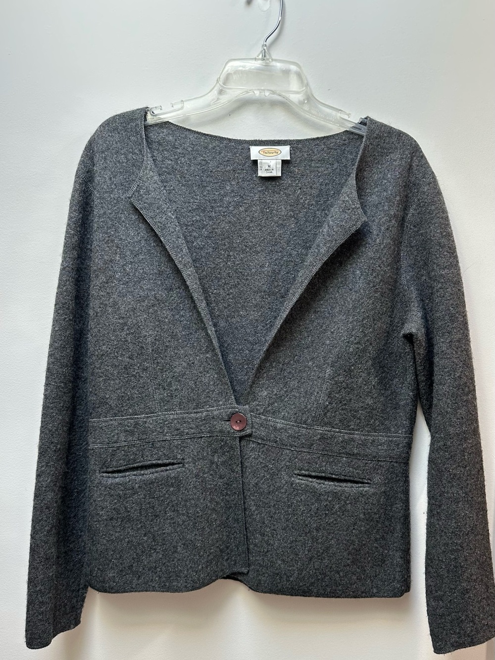 Talbots Women’s Charcoal 100% Wool Single-Button Jacket Size M